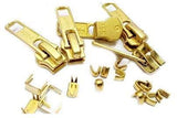 YKK Vintage Zipper Repair Solution, YKK #5 Brass Slider 5 pcs, 10 Top Stops and 5 Bottom Stops
