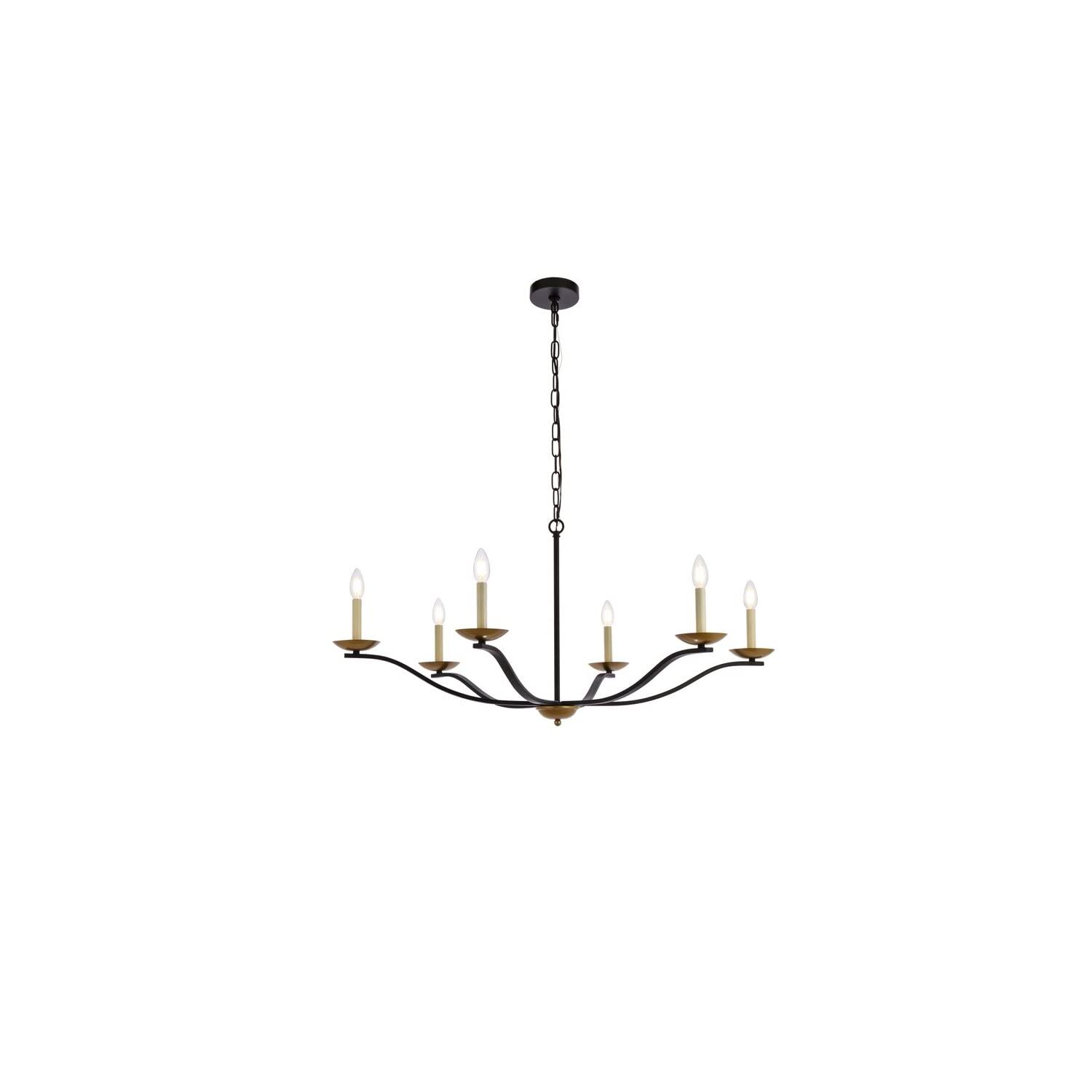 Living District Trey 6-Light Mid-Century Metal Pendant In Black And Brass