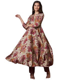 Gosriki Women'S Rayon Blend Anarkali Printed Kurta With Pant (Vedham Multi-Vks01-Gs_S_Multi_Small) Multicolour,Multicolour,,B0DRNMVQKT