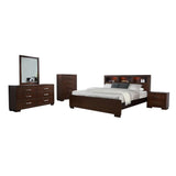 Coaster Home Furnishings Jessica Contemporary 5-Piece Bedroom Set California King Size Led Storage Bookcase Bed Frame 47-Inch Headboard Cappuccino 200719Kw-S5