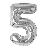 Rozi Decoration 32 Inch Number Foil Balloon Helium Quality (Pack of one Unit) (Silver5)