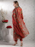 Gosriki Women'S Rayon Blend Anarkali Printed Kurta With Palazzo & Dupatta (Cia Red-Vks05-Gs_L_Red_Large),Red,,B0DJWHHSRD