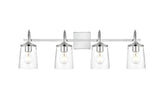 Living District Avani 4-Light Iron & Glass Bath Sconce In Chrome & Clear