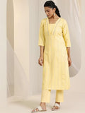 Libas Women'S Cotton Blend Kurta Sets (400566_Yellow_L)