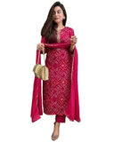Anni Designer Women'S Rayon Blend Straight Printed Kurta With Pant & Dupatta (Turae Rani_3Xl_Pink_Xxx-Large),Pink,3XL