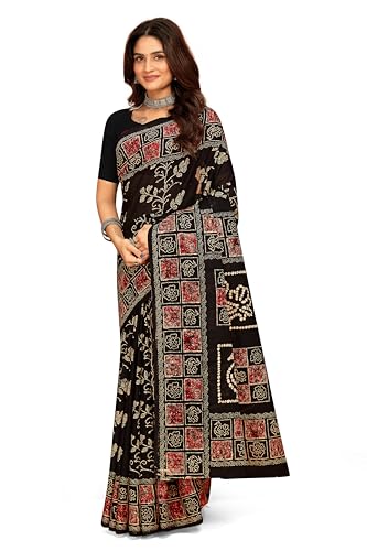Tamaira Fashion Women's Plain Cotton Saree (2489_Black