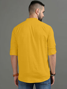 Royalscout Men'S Cotton Polyester Blend Regular Fit Full Sleeve Kurta Perfect For Special Occasions, Family Events, Or Daily Ethnic Wear Gold 4Xl