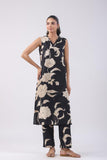 Anni Designer Women'S Rayon Viscose Straight Printed Kurta With Pant (Teras Black_S_Black_Small),Black,S,,,