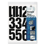 Chartpak PressOn Vinyl Numbers, Self Adhesive, Black, 4 inchh, 23/Pack