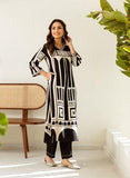 Anni Designer Women'S Cotton Blend Straight Printed Kurta With Pant (Mehal Black_S_Black_Small),Black,S,Cotton Blend,Regular,