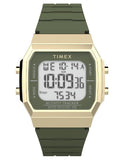 Timex Unisex Activity Tracker 40mm Watch - Green Strap Digital Dial Gold-Tone Case