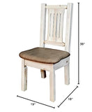 Montana Woodworks Homestead Collection Dining Side Chair, Clear Lacquer Finish With Upholstered Seat, Buckskin Pattern