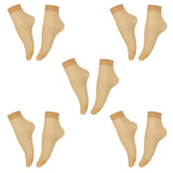 Missby Blended Soft Transparent WomenS Ankle Length Socks Without Thumb (Pack Of 5 Pairs, Free Size) (Skin)