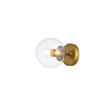 Living District Mimi 1-Light Metal Flush Mount In Brass And Clear