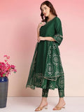 Gosriki Women'S Rayon Blend Printed Anarkali Kurta With Pant & Dupatta (Varuna Green-Gs_S_Green_Small),GREEN,,B0DRNNH52L