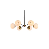 Living District Briggs 6-Light Metal Pendant W/White Shade In Black And Brass