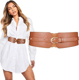 Popshy WomenS Elastic Wide Waist Belt | Pu Leather Stretch Belt With Interlocking Metal Buckle | Fashion Belt For Dress, Blazer 