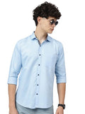 Lookmark Men'S Trendy Cotton Spread Collar Full Sleeve Solid Shirt ||Plain Shirt For Men||Az-Lm-P1-Shirt 07-M Sky Blue