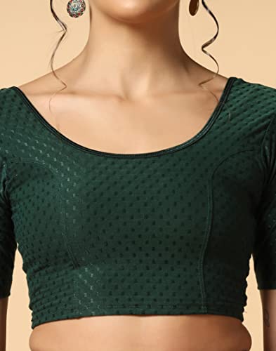 Toplot Cotton Blend Lycra Stretchable Readymade Blouses Pack Of 2 (Combo-5058-Cof-Gre-44),Coffee-Green,44,B0CV59X865