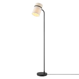 Globe Electric 61000145 62 Floor Lamp, Matte Black, White Fabric Shade, in-Line of/Off Foot Switch, 6-Foot Black Cord, Reading L