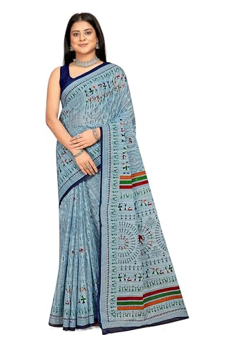 Tamaira Fashion Women's Plain Cotton Saree (2509_Blue