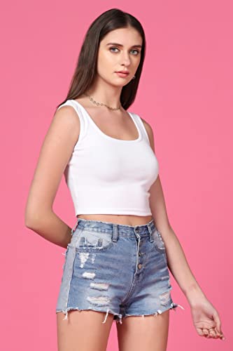 Toplot Women'S Combo Solid Ribbed Scoop Neck Sleeveless Slim Fit Tank Top Pack Of 2 (Combo-5069-Wht-Prl-M),White-Purple,,B0C98NTHSJ