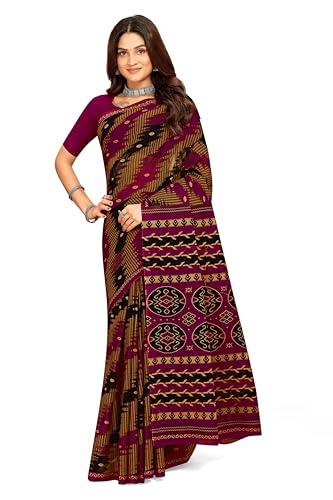 Tamaira Fashion Women's Plain Cotton Saree (11538_Beige&Magenta