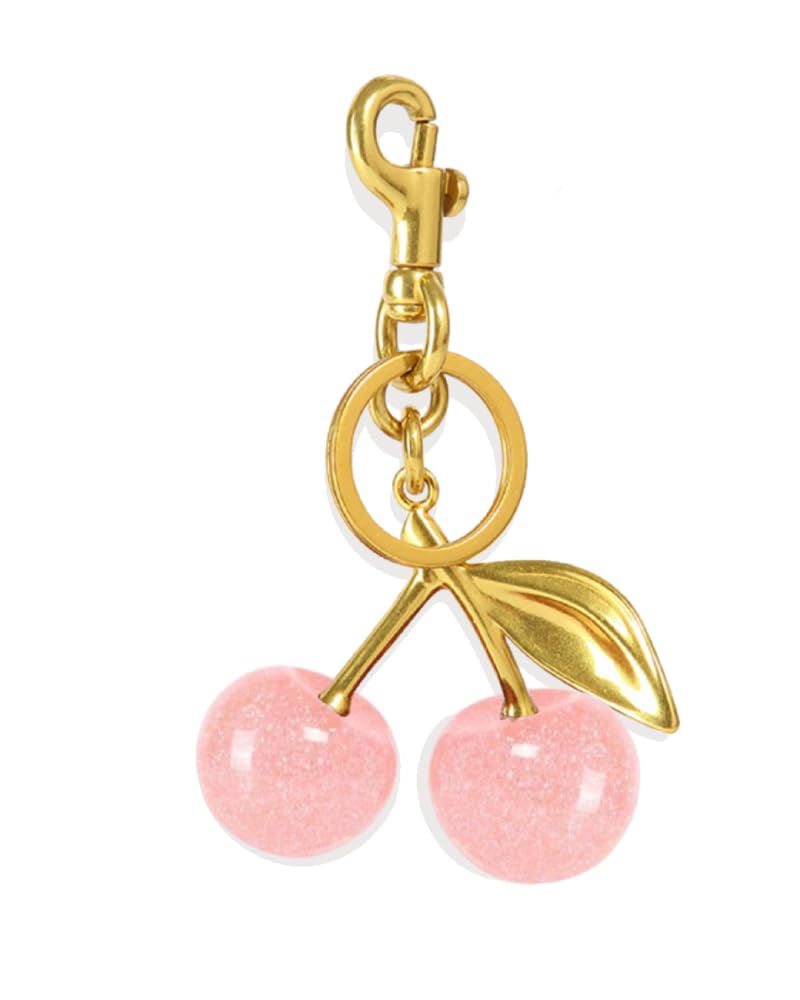 Classic Cherry Bag Charms Purse Charms for Handbags Purse Accessories, Pink Cherry Charm Chain Gold Key Ring Clip, Cute Bag Acce