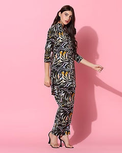 Toplot Co Ord Kurta Set For Women Printed Straight Kurta With Pant (Up-Down-Pair-5139-Black-M),Black,,B0CH9W9WM1