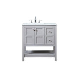 Elegant Decor Theo 32 Zinc Alloy Mdf Single Bathroom Vanity In Gray