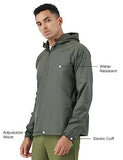 PUMPD Mens All-purpose Windcheater with Front Zip Closure & Hoodie -With Self Packing Kit,Olive