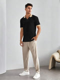 Toplot Polo T Shirt For Men || Men Casual T-Shirt || Polo For Man || Jacquard || Contrast Collar And Cuff (Jqrd-Solid-Polo-5245-Black-L),Black,,B0DZXTHT2W