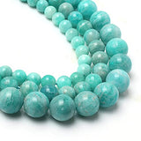 Yochus 45pcs Amazonite Round Smooth Stone Beads for Bracelet Making