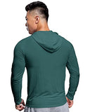 Eyebogler Mens Dry Fit Hooded Neck Full Sleeve Casual Tshirt Pack Of 2,Moss Green::BlackApparel,S