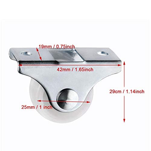 1 Small Caster Wheels,Mlxkell 20pcs Mini Caster Wheels 1 inch Rigid Non Rotating Casters with Metal Top Plate, Hard Plastic Wh
