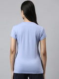 Enamor Essentials Short Sleeve Round Neck Slim Fit Stretch Cotton Tshirt For Womens-E147 (E147_Purple Slate_Xl)