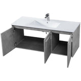 Elegant Decor Rasina 48 Single Porcelain Top Floating Bathroom Vanity In Gray