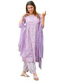 Anni Designer Women'S Rayon Blend Straight Printed Kurta With Pant & Dupatta (Welco-Purple_S_Purple_Small),Purple,S