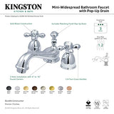 Kingston Brass Ks3951Ax Restoration Mini Widespread Lavatory Faucet With Metal Cross Handle, Polished Chrome
