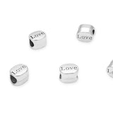 20pcs Love Beads Large Hole Beads (4.5mm Hole) Antique Silver