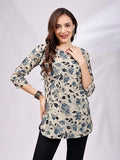 Shienzy Women'S Rayon Floral Regular Kurta Top (Shz1456_Blue_Xl)