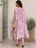 Libas Womens Printed Silk Blend Co-Ord Set For Women Lavender S