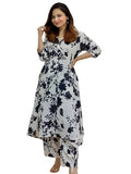 GRECIILOOKS Womens A-Line Cotton Blend Regular Fit Co-Ord Set (White, Small)