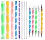 Muzztech 13 Pieces Mandala Rock Dotting Tools Nail Art Painting Tools Set, Including 8 Sizes Flat Head Multi Color Acrylic Dotti