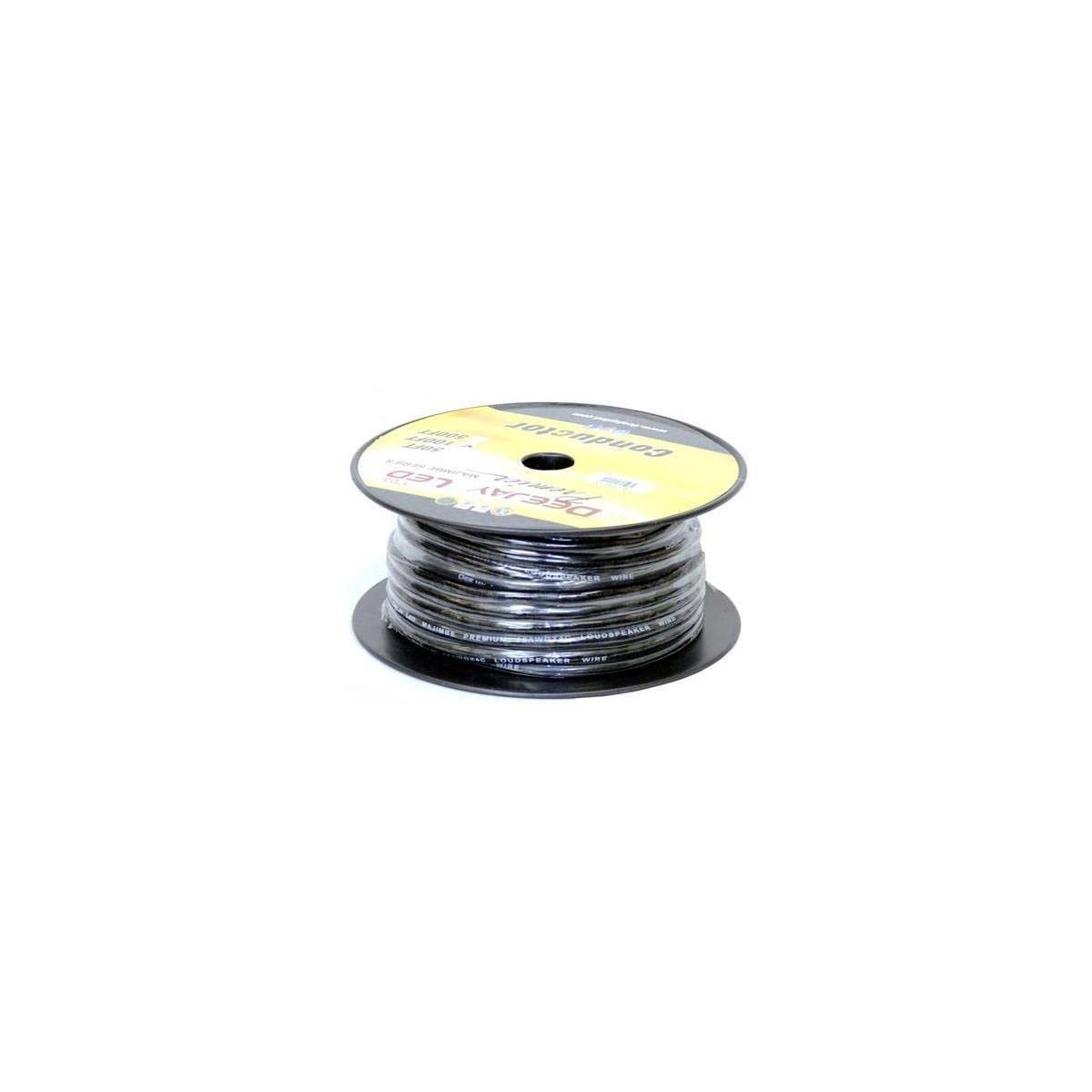 100-Foot 4-Conductor 16 Gauge Stranded Cable W/Single Black Jacket Ideal For Speakers
