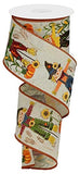 Scarecrows with Glitter on Canvas Wired Edge Ribbon, 10 Yards (Cream, 2.5)