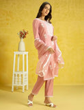 Kaari Roman Silk Womens Kurta Set (KAAAW24WSKD-78974_Dusty Gulaab Pink_XL)