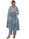 Libas Blue Pure Cotton Printed Kurta Sets For Women