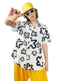LookMark Men's Vibrant Printed Half Sleeve Loose Fit Casual Shirt in Cotton Blend Perfect for Beach Days Everyday Comfort and Effortless Style (AZ-LM-OG-Printed Shirt Milkybar-M) White,White