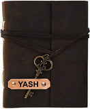 Rjkart A5 Leather Yash Embossed On Cover Journal Writing Notebook Planner Diaries 200 Pages With Key Lock (Brown, 7X5)
